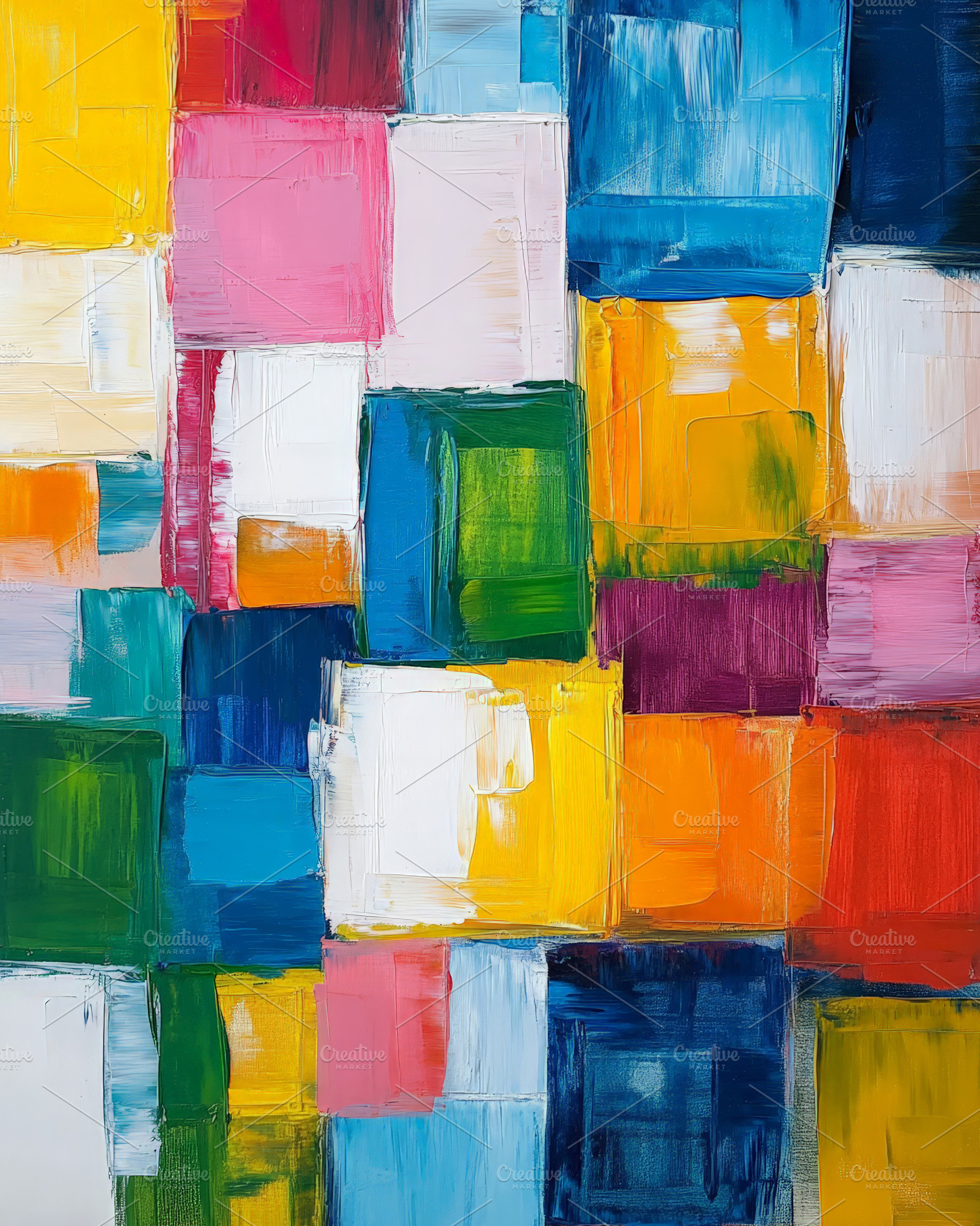 Colorful Abstract Block Painting Art, an Abstract Photo by Hamza067