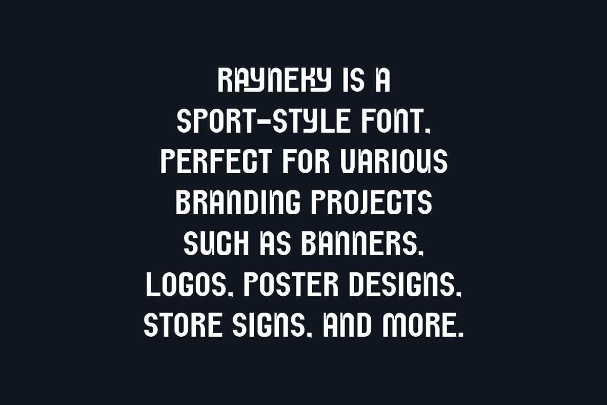 Rayneky - Sporty Font, a Sans Serif Font by Iqsiart Studio (Photo 5 of 8)