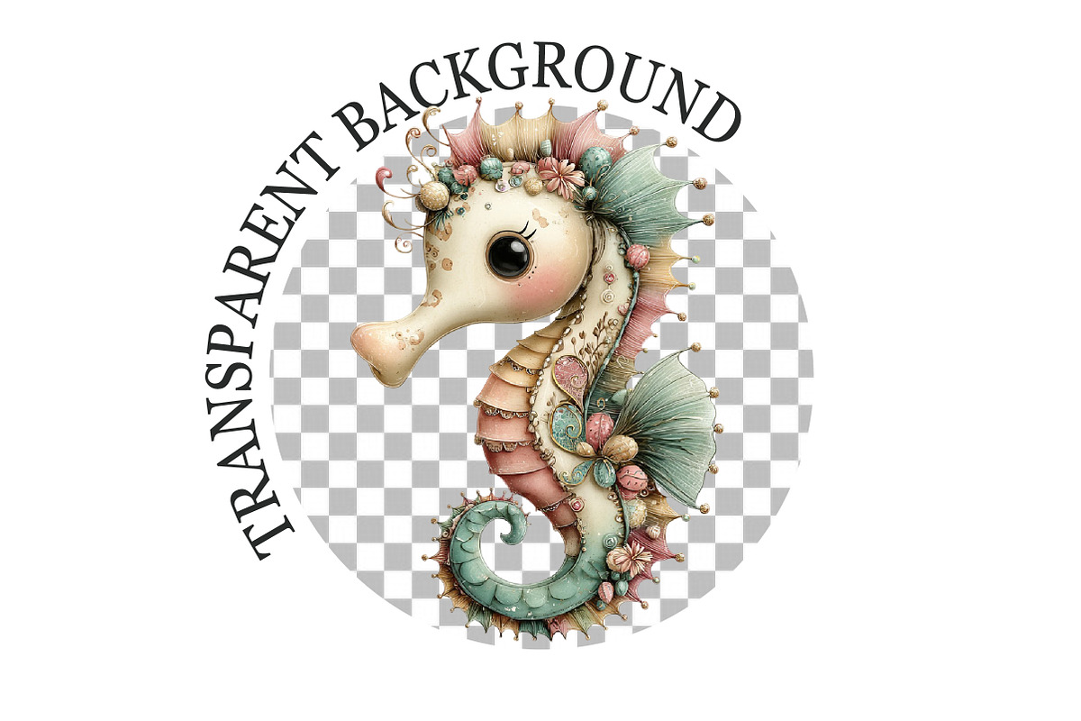 Summer Funny Seahorse Clipart, a Seasonal Illustration by Rose Art (Photo 5 of 6)