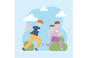 athletic boy and girl, a Person Illustration by studiogstock