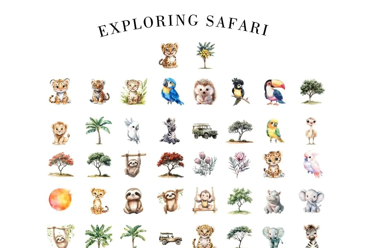 Watercolor Safari Animals Clipart, an Animal Illustration by savvy graphics & stock (Photo 2 of 3)