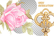 Watercolor vintage Keys and locks, an Object Illustration by ArtfulStudio (Thumbnail 9 of 9)