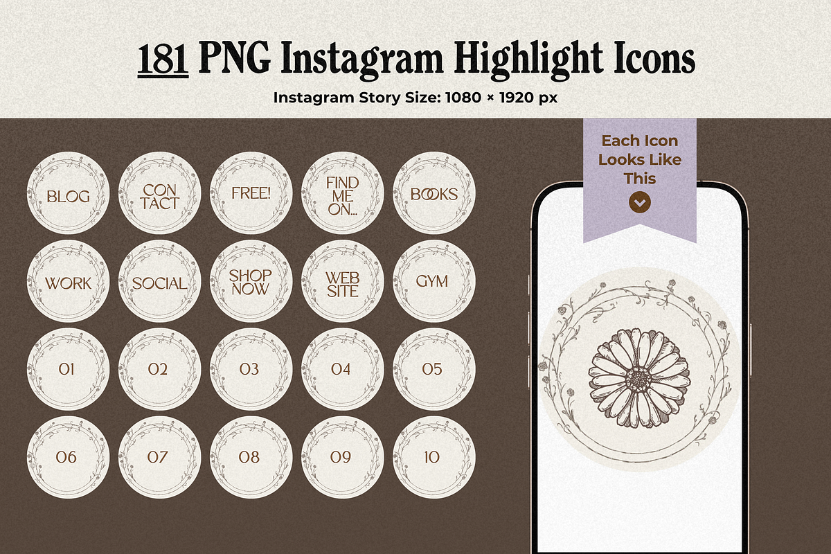 Vintage Aesthetic Highlight Icons, an Outline Icon by Marcia B Studio (Photo 7 of 7)