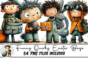 Funny Quirky Easter Boys Clipart, an Illustration by DreamArtGraphic (Thumbnail 1 of 5)