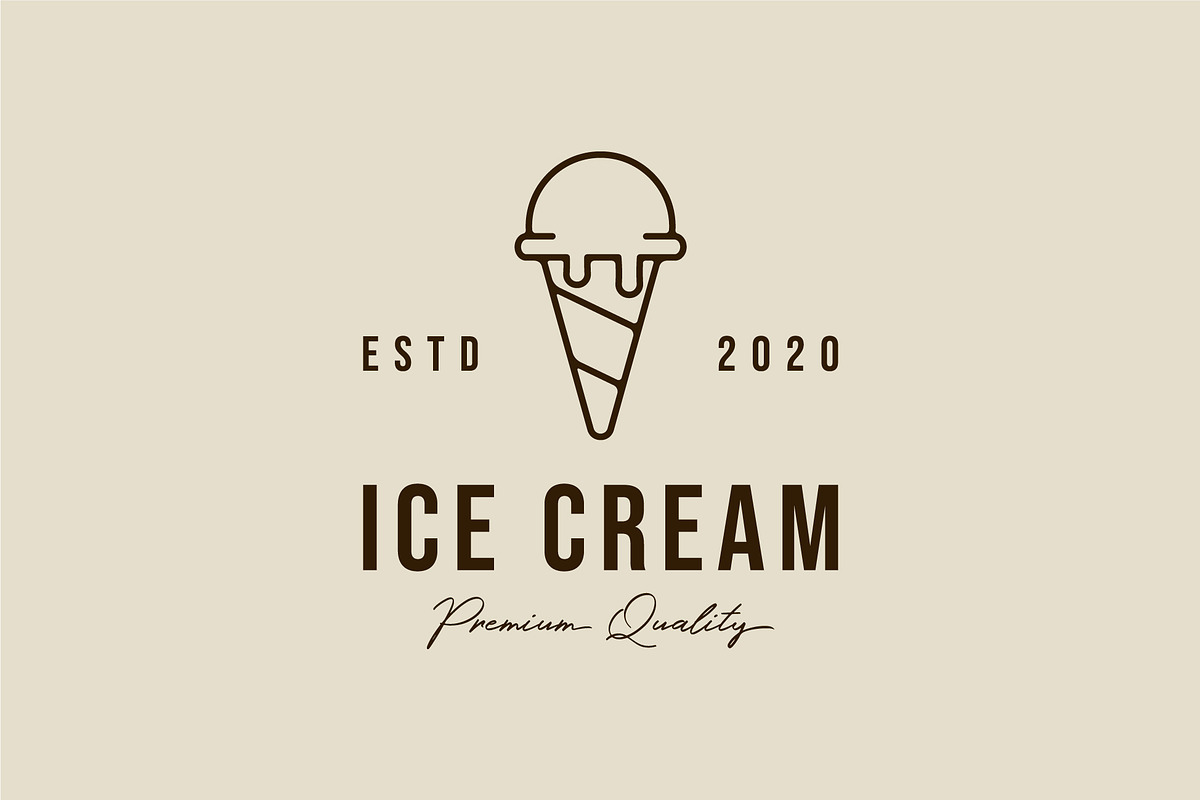 ice cream logo line art simple, a Branding & Logo Template by zyxroun shop