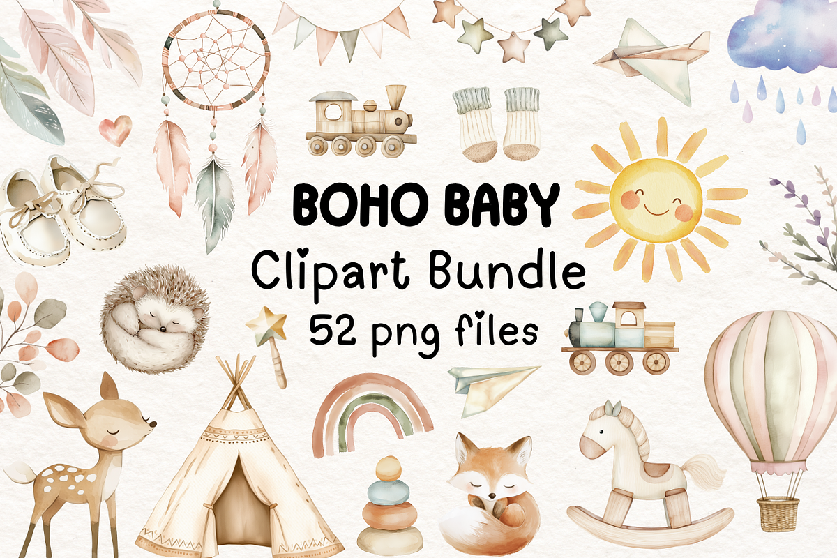 Boho Baby Clipart, an Illustration by PassionPNGcreation (Photo 1 of 11)