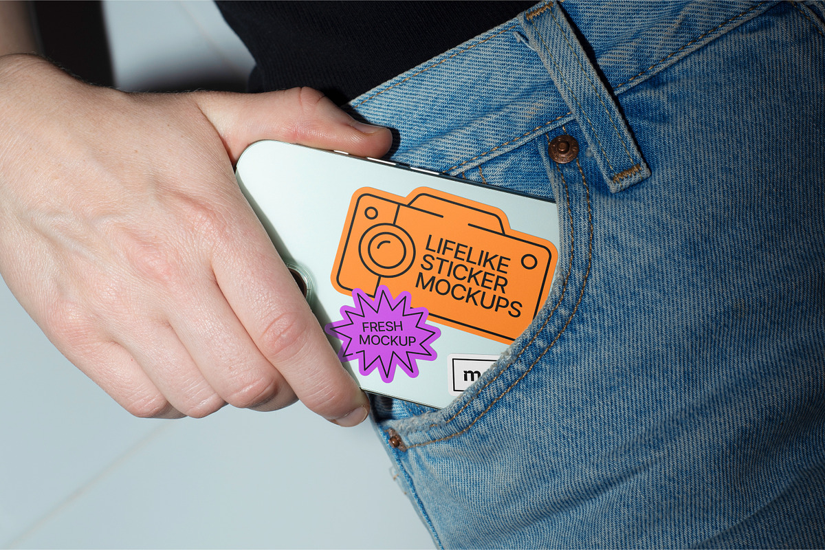 iPhone Sticker Mockups, a Packaging Mockup by Mocku (Photo 1 of 4)