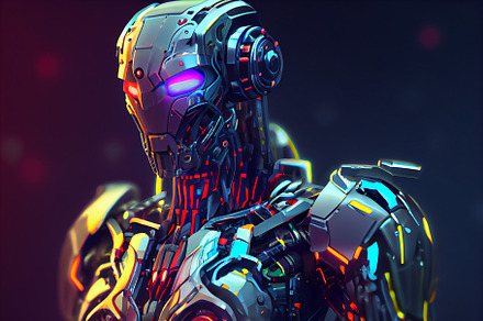 bright colorful cyborg