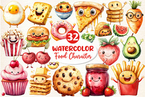 Watercolor Food Character Clipart, an Illustration by Dream Creation