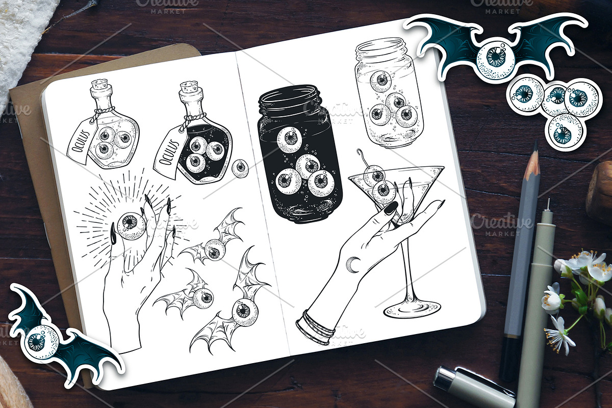 Creepy Eyes Halloween Designs, a Decorative Illustration by Croisy (Photo 2 of 6)