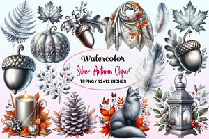 Silver Autumn Clipart., a Graphic by CitraGraphics
