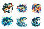 Jumping Bass Fish Clipart, an Illustration by CreationArt (Thumbnail 2 of 5)