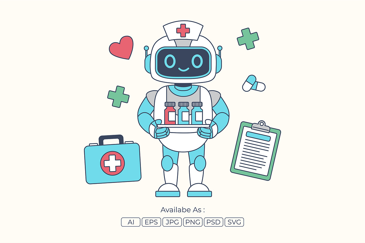 AI Medical Assistant Robot, a Healthcare Illustration by Partikusi Design (Photo 1 of 3)