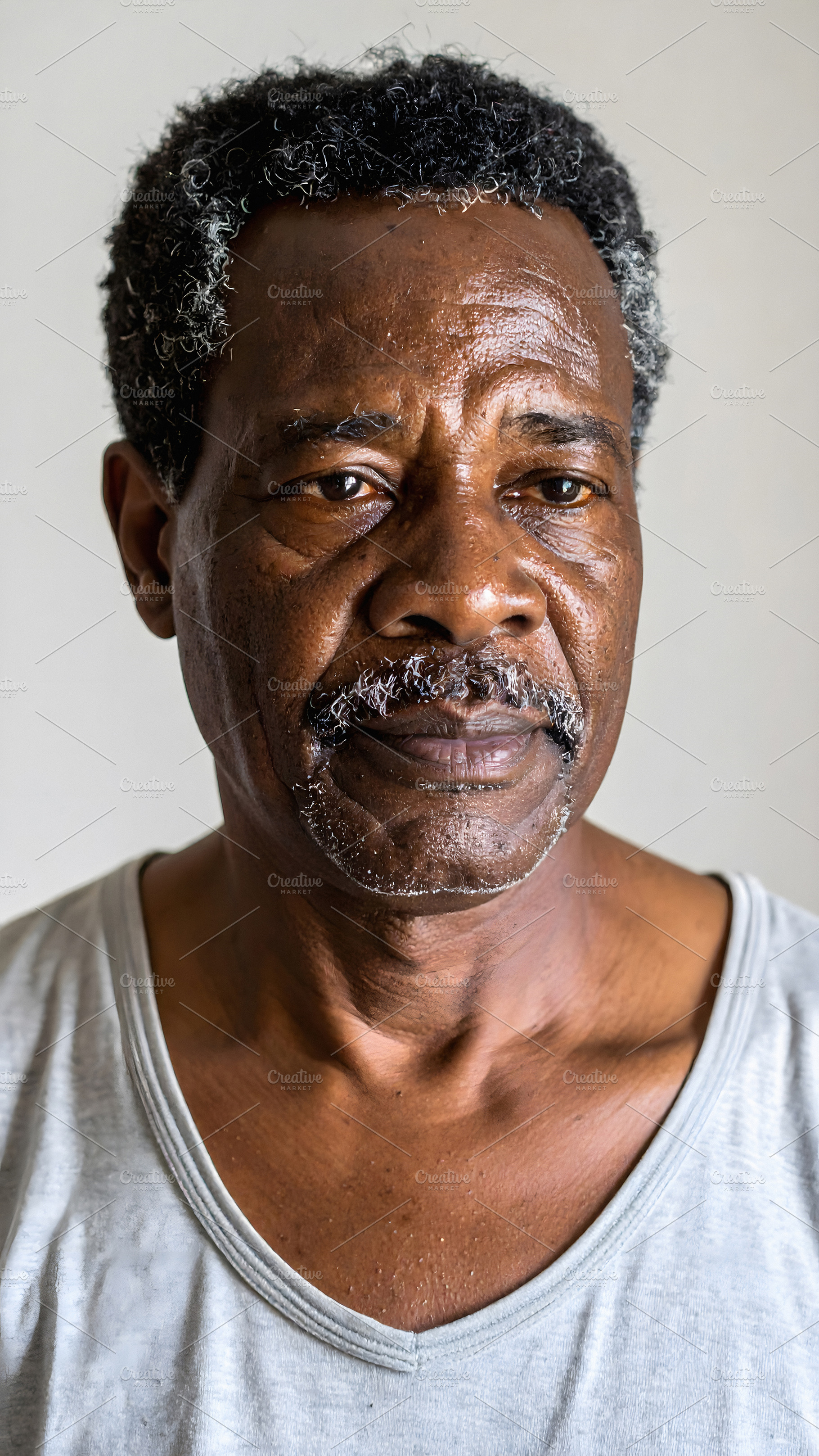Elderly senior man looking forward with calm expression, a Person Photo by GoodGoods