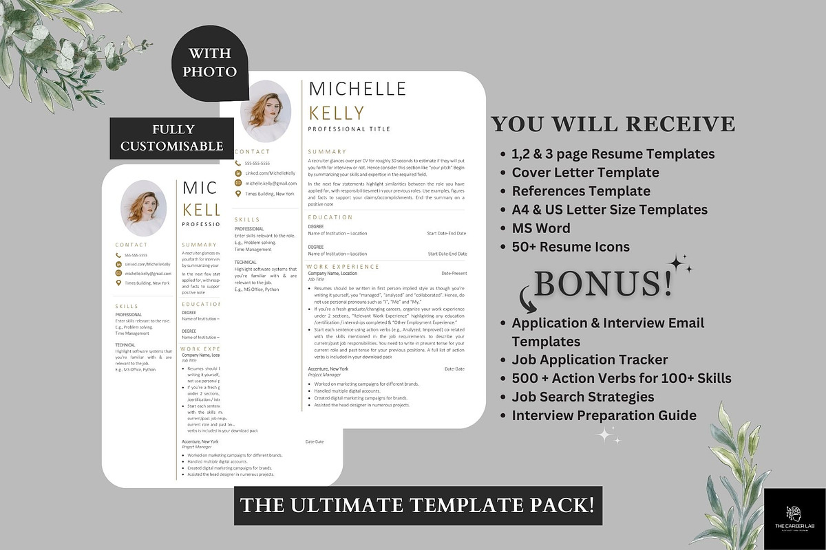 Resume/CV with Photo for MS Word, a Resume Template by The Career Lab (Photo 8 of 10)