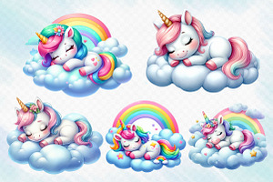 Sleeping Cute Unicorn Clipart