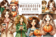Autumn Coffee Girl Clipart PNG, an Illustration by CreationArt (Thumbnail 1 of 5)