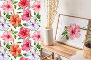 Watercolor tropical hibiscus flowers, an Object Illustration by Hanna Hryharenka (Thumbnail 5 of 18)