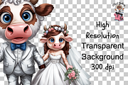 Cow Wedding Couple PNG Bundle, a Graphic by Clipart Bloom (Thumbnail 15 of 15)