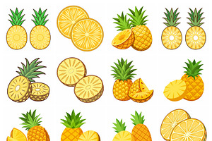 Assorted Pineapples and Orange Slice, an Object Graphic by Billah Hub
