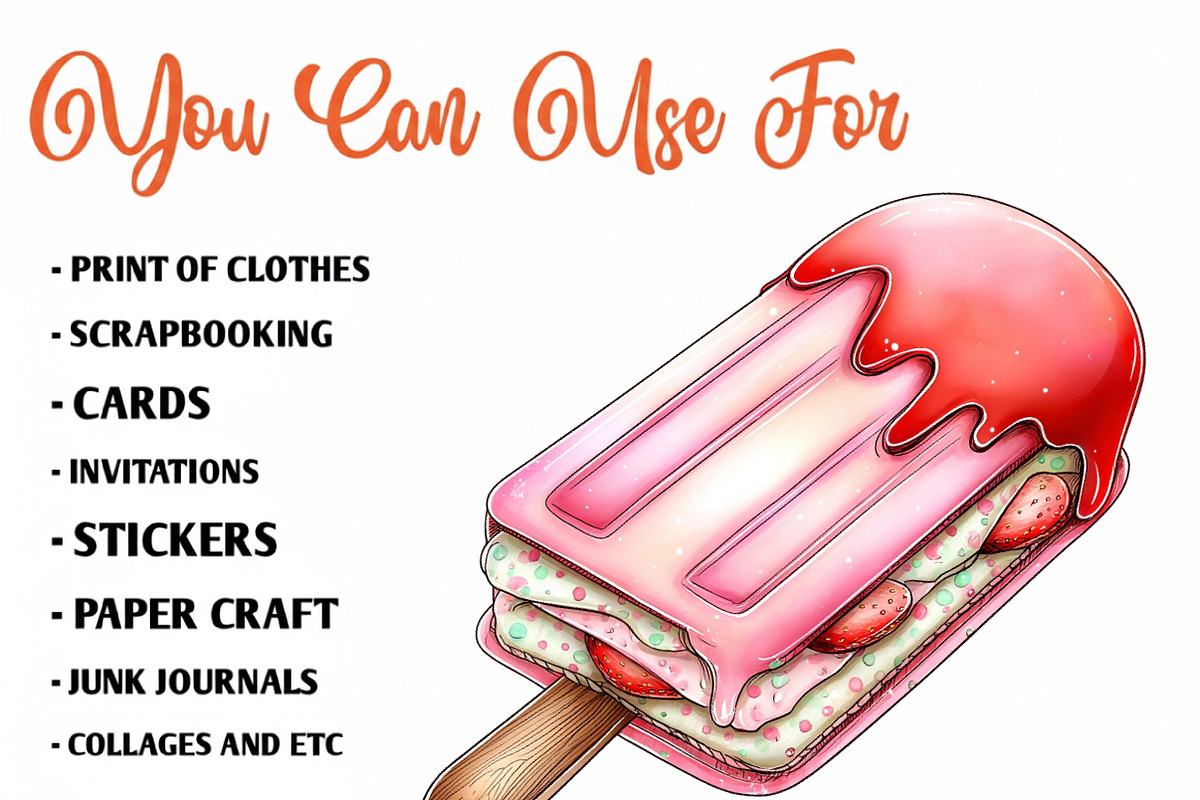 Whimsical Summer Ice-Cream Clipart, an Illustration by CreationArt (Photo 5 of 10)