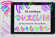 Rainbow Outline Procreate Brushes, a Brush Add-On by Almazova Dolzhenko (Thumbnail 1 of 13)