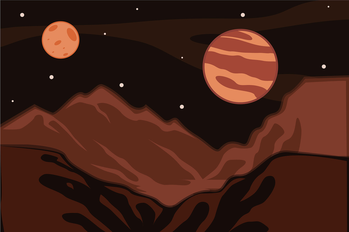 mars planet view landscape vector, a Decorative Illustration by zyxroun shop