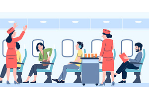 People in plane. Boarding complete, a Transportation Illustration by LadadikArt
