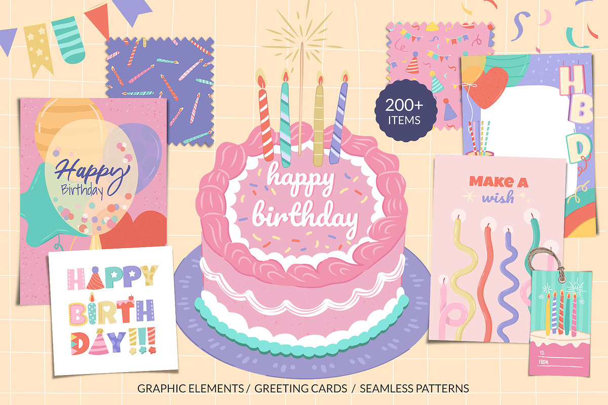 Birthday Party Bundle Illustrations, a Background Graphic by CreativeChristiana (Photo 1 of 17)