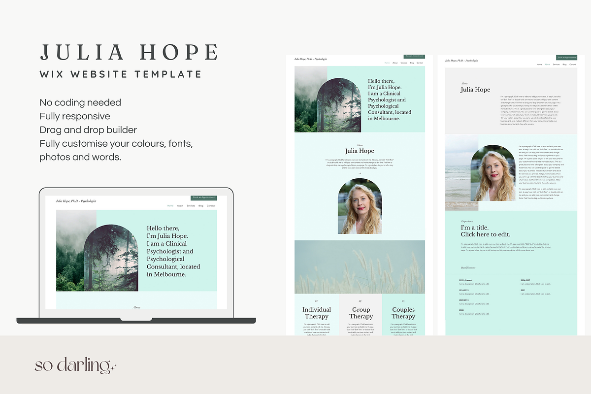 Julia Hope | Wix Therapist Website, a Wix Template by So Darling Studio (Photo 2 of 7)