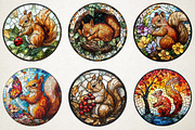 Spring Squirrel Stained Glass PNG, an Illustration by RobertsArt (Thumbnail 2 of 5)