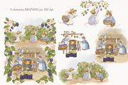 Blackberry Mice Watercolor Set, an Animal Illustration by AlenaVlasko stock Market (Thumbnail 11 of 11)