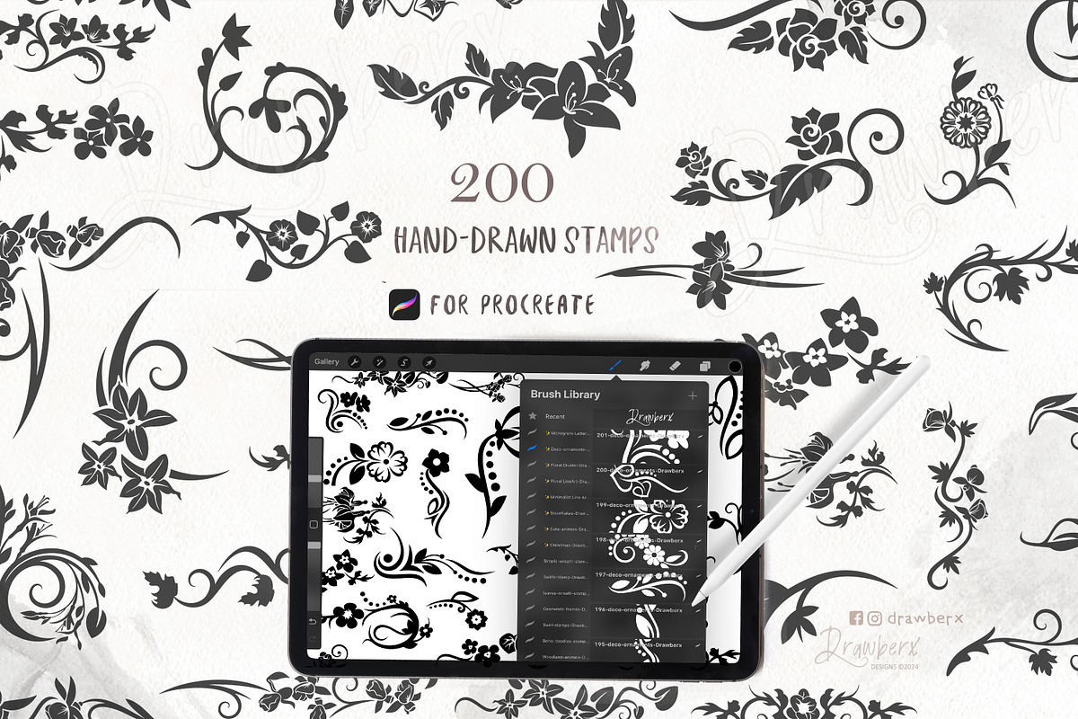 Stencil Procreate Stamp Brush 024, a Brushes & More by Drawberx (Photo 2 of 8)