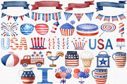 Watercolor 4th Of July Clipart Set, an Illustration by CropUp Creative (Thumbnail 3 of 4)