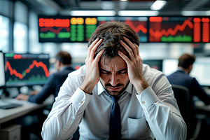 Stressed stockbroker, a Photo by rarrarorro
