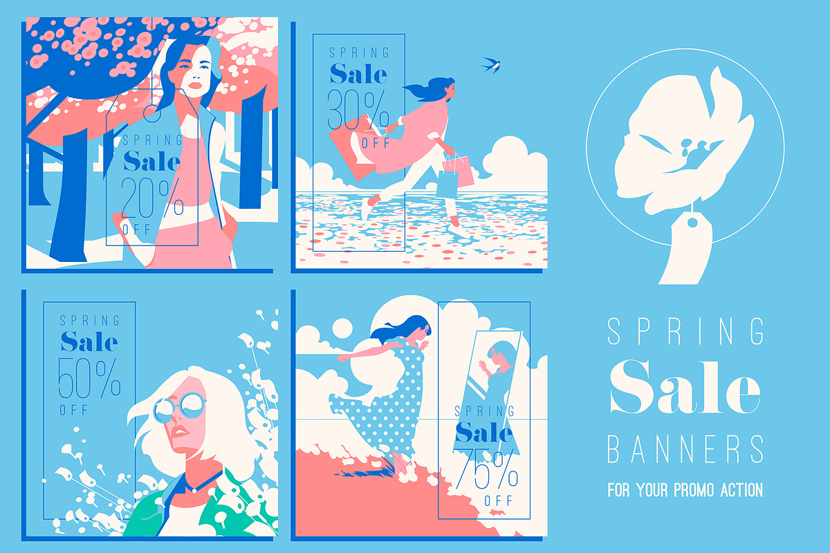 8 Spring Posters & Sale Banners, a Decorative Illustration by Alexander Baidin (Photo 7 of 7)