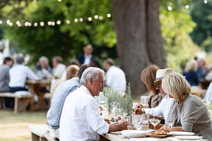 Elegant outdoor garden dinner party, a Person Photo by MistyDay