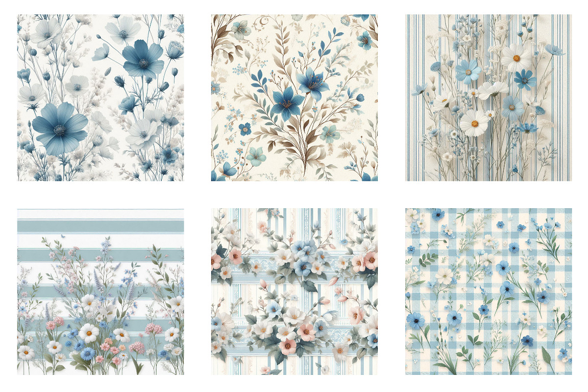 Blue Floral Wildflower Digital Paper, an Illustration by CreationArt (Photo 5 of 5)