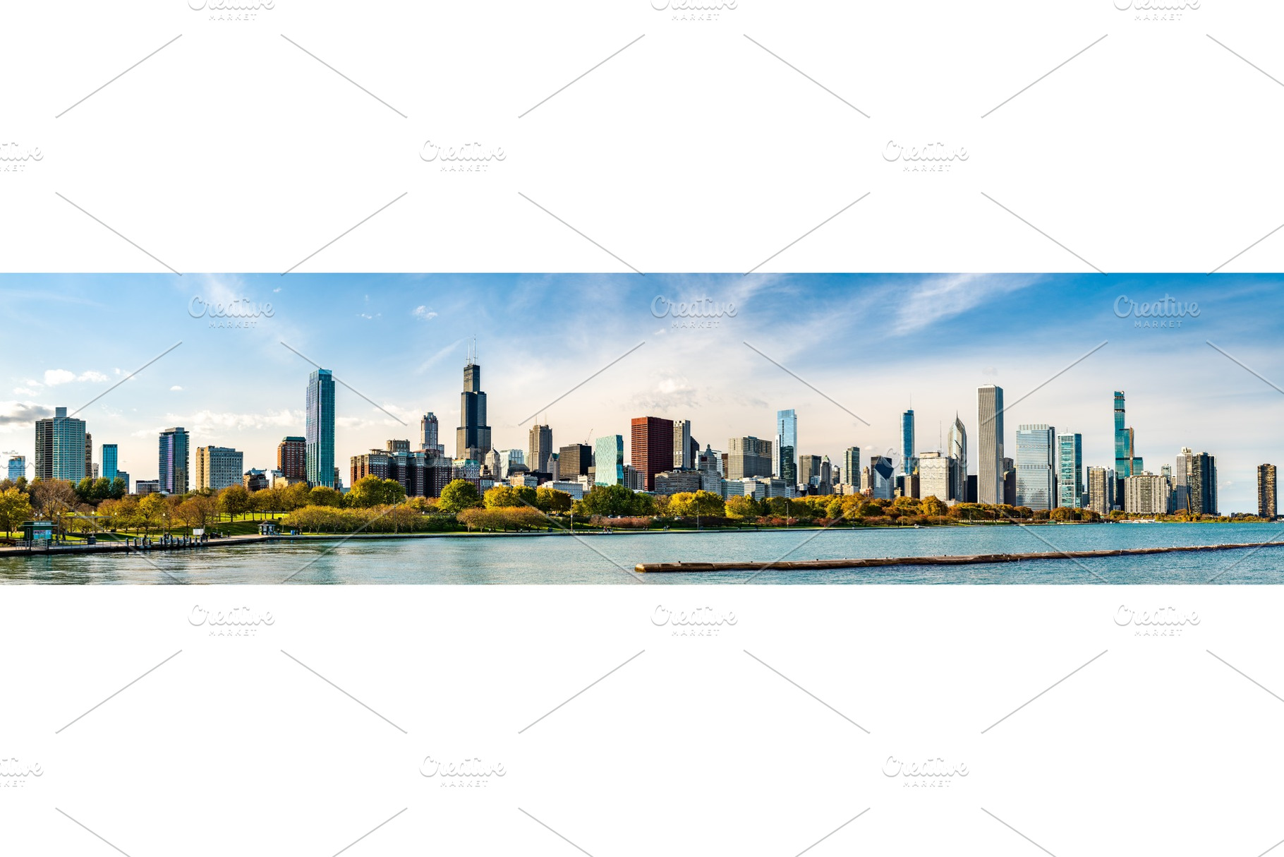 Chicago skyline from lake michigan featuring chicago, skyline, and, an Architecture Photo by Leonid Andronov