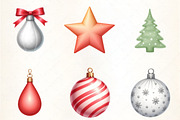 Christmas Tree Ornaments Clipart Set, an Illustration by CrexoraLab (Thumbnail 4 of 5)