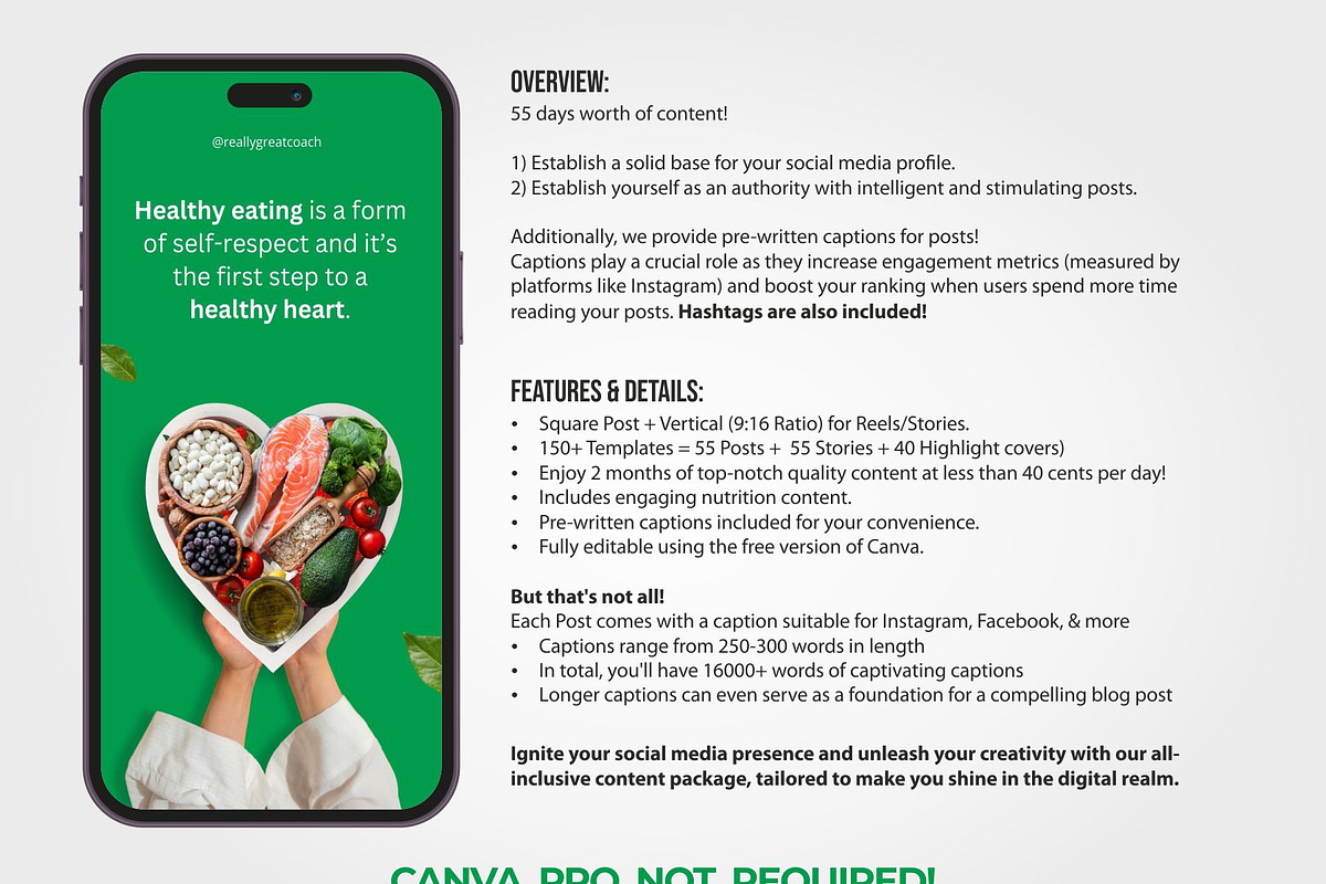 Health Coach Instagram Templates, a Marketing Template by Aks-Designs (Photo 2 of 9)