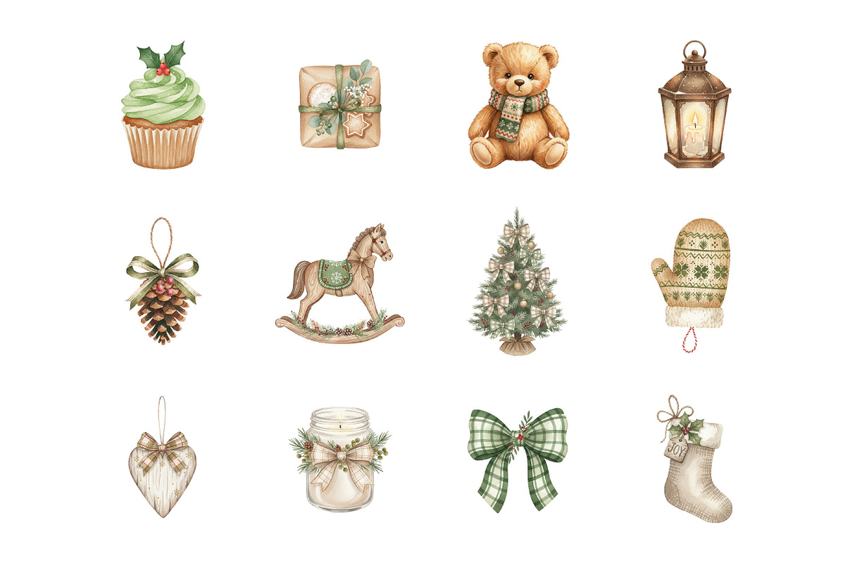 Neutral Rustic Christmas Clipart PNG, an Illustration by SinaCreation (Photo 2 of 5)