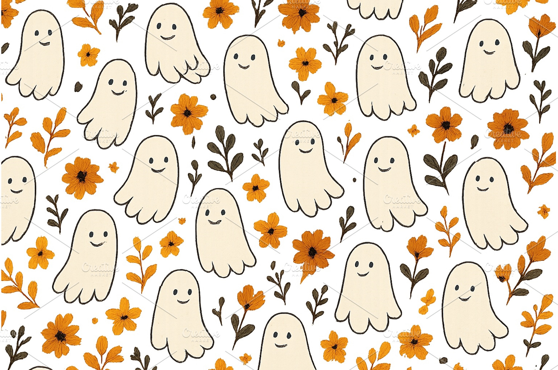 Cute and colorful ghost pattern with, a Holiday Photo by ZinetroN