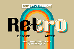 PSD Retro Text Effect Colorful Style