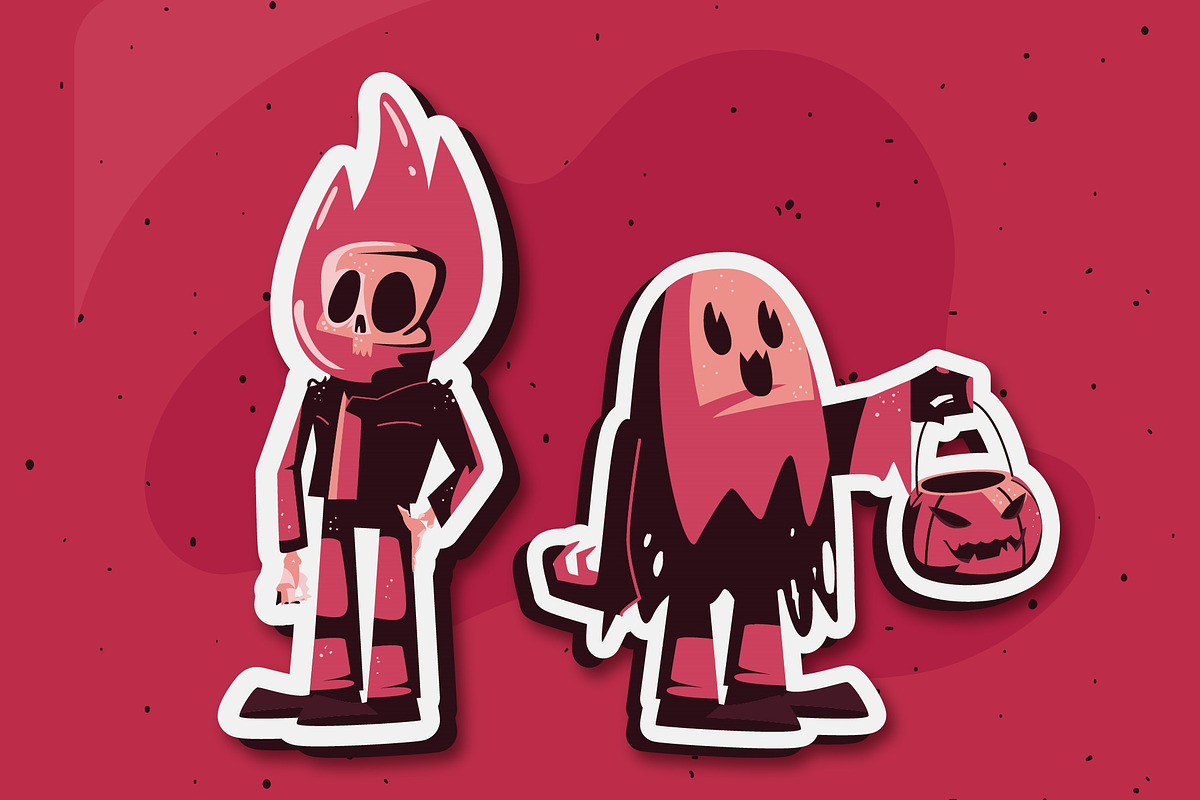 Retro Halloween Sticker Set, a Templates & Theme by studiogstock (Photo 2 of 5)