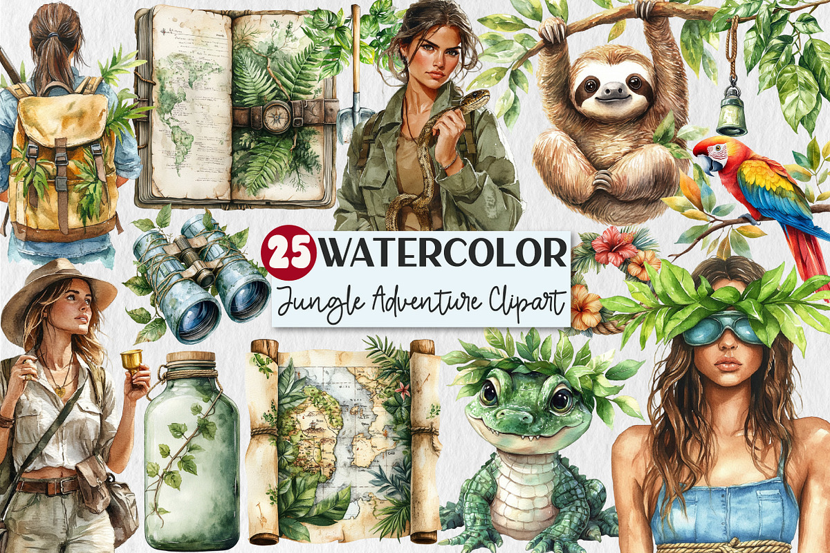 Jungle Adventure Clipart, a Seasonal Illustration by Rose Art (Photo 1 of 3)