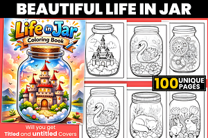 Beautiful Life in Jar Coloring Pages, a Decorative Illustration by Ink Gallery