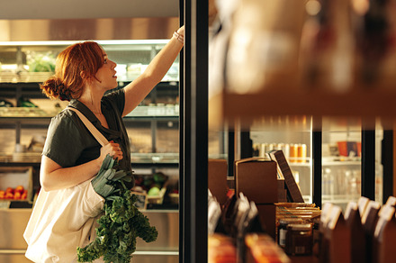 Woman buying groceries in a local supermarket, a Person Photo by Jacob Lund