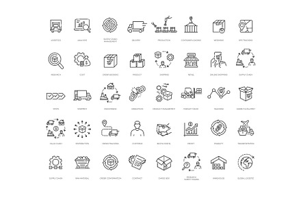 Supply chain icons, an Outline Icon by Tettygreen