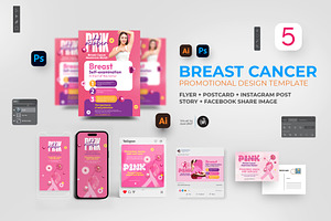 Breast Cancer Print & Digital Bundle, a Templates & Theme by Aam360